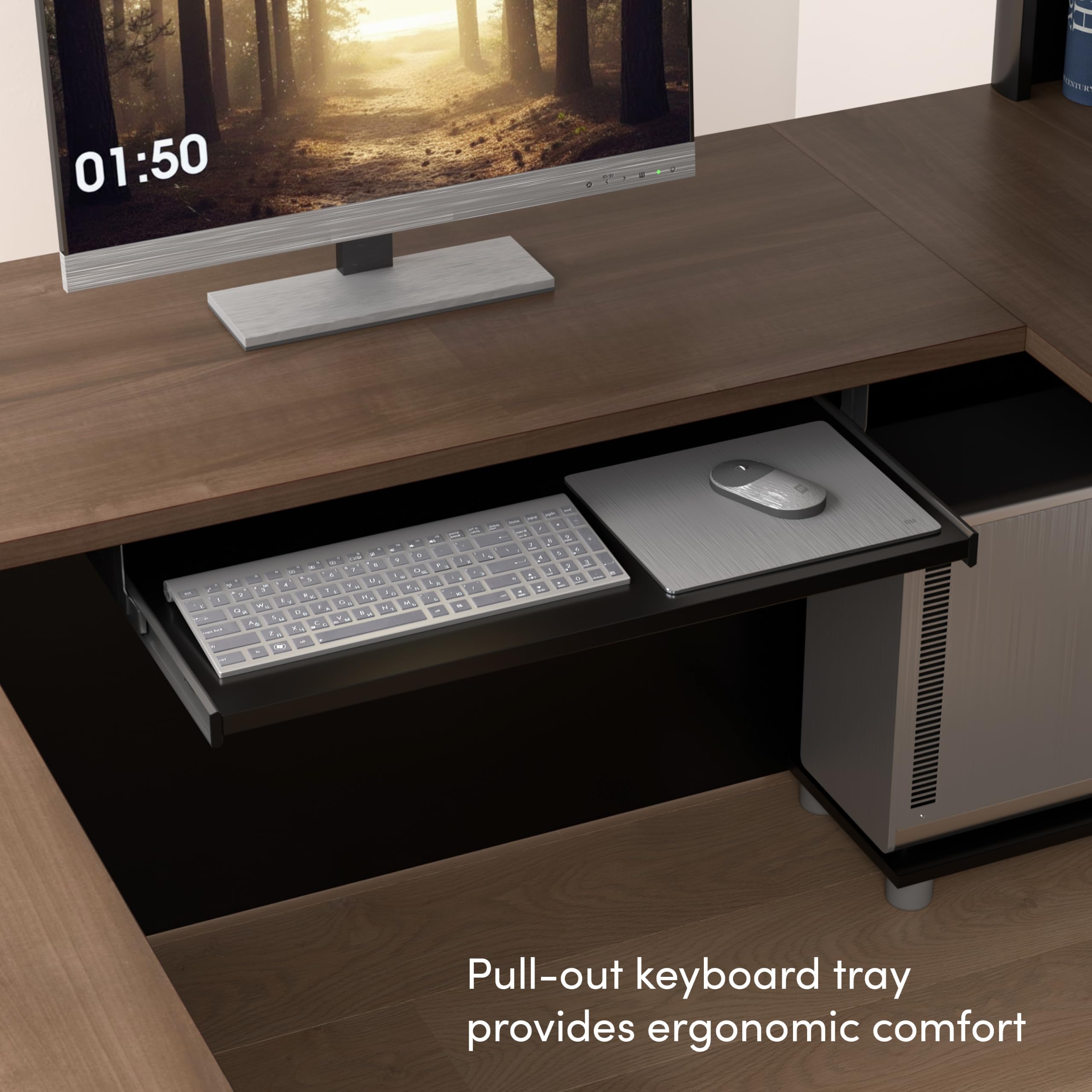 Amazon.com: Bestar L-Shaped Desk with Drawers, Antigua, Connexion
